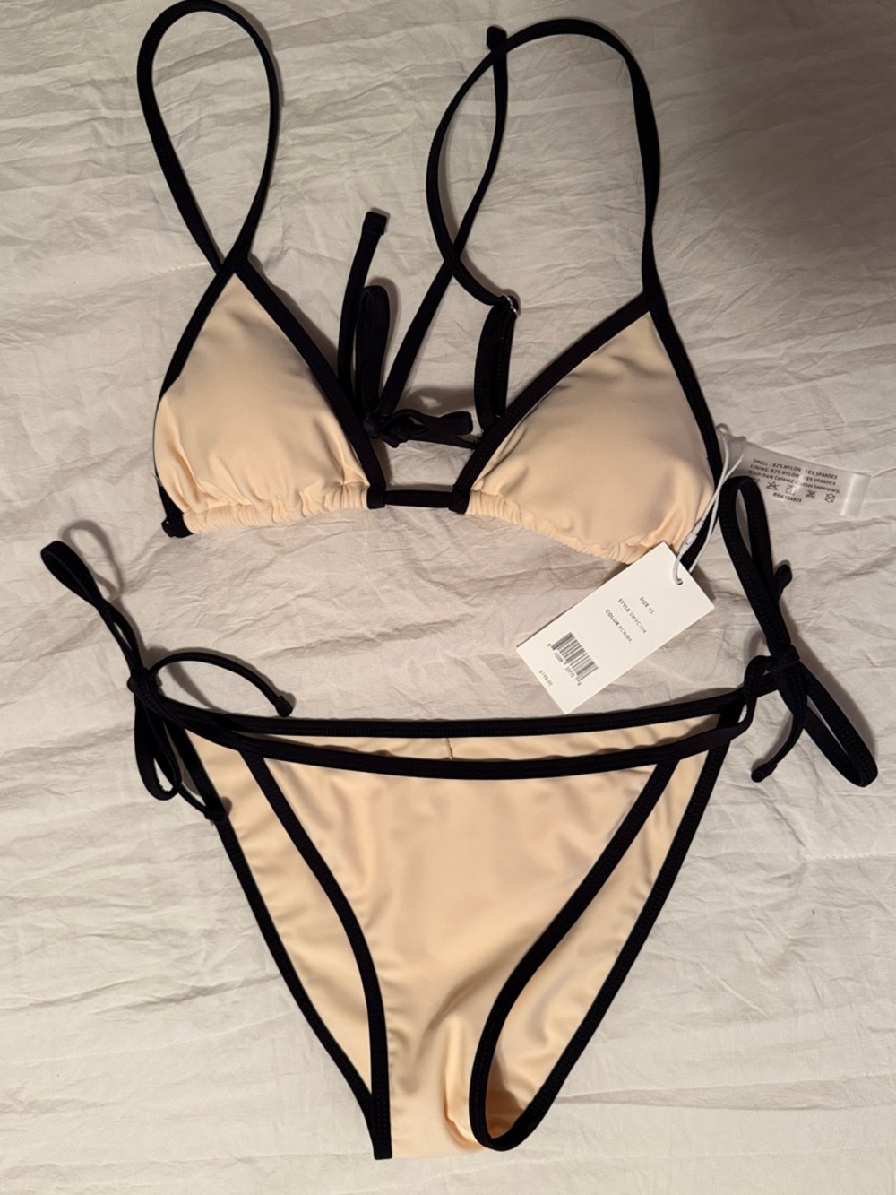 Vince Beige and Black Contrast Tie-Side Bikini